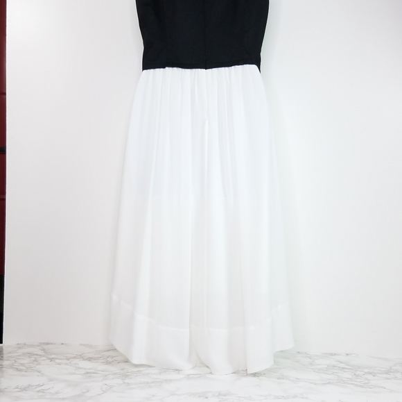 DKNY Black and White Sleeveless High Low Dress Size 4 - Picture 8 of 15